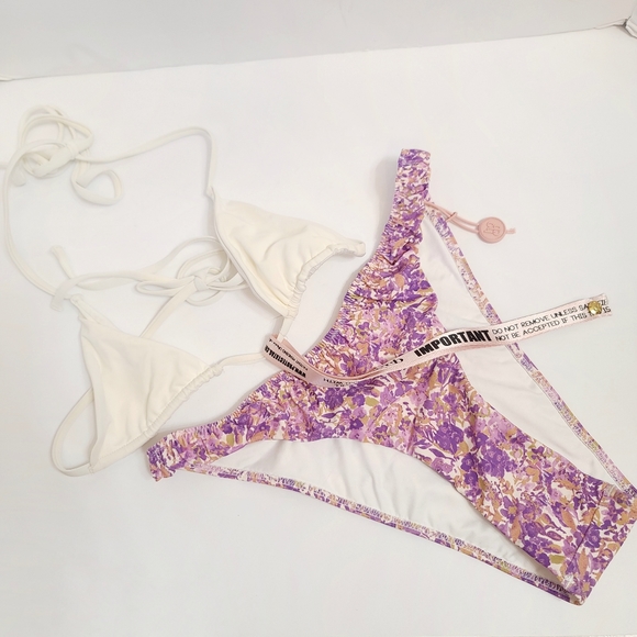 House of CB | NEW Delphi Ruched Bikini Bottom & Tropez Halter Bikini Top Size XS - Picture 2 of 7